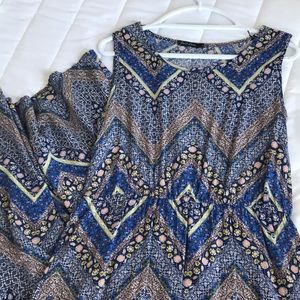 Blue multi patten chevron maxi dress